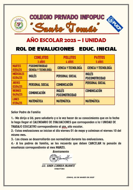 ROL DE EVALUACIONES EDUC. INICIAL